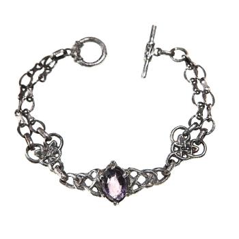 Keltisches Armband mit Herz, Triquetra und Amethyst
