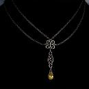 Keltisches Collier mit Citrin und Doppelkette