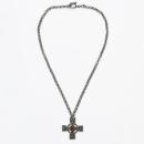 Edelstahlkette mit keltischem Kreuz und Hessonit Granat